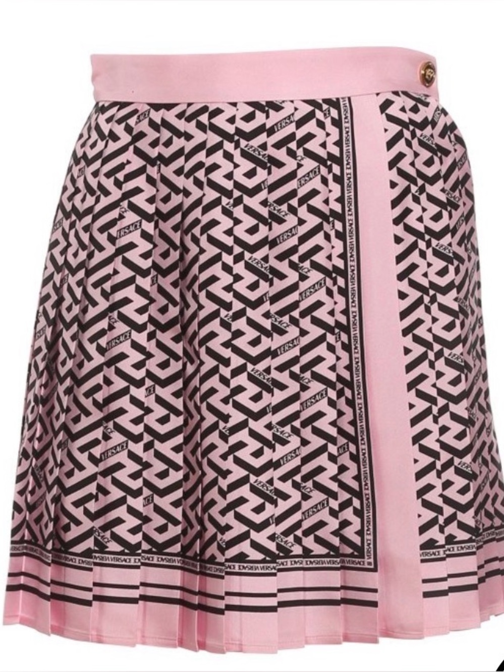 NWT Versace La Greca Pleated Twill Silk Skirt
